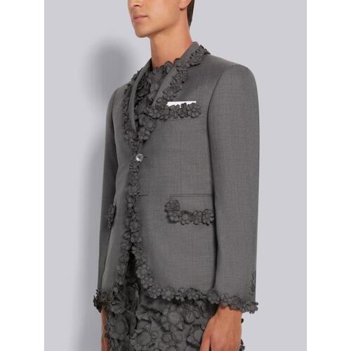 톰브라운 남성 자켓 블레이저 Medium Grey Wool Suiting Floral Embroidery Tipping Classic Sport Coat MJC001E-10349-035