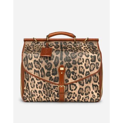 돌체앤가바나 남성 서류백 비즈니스백 Medium travel bag in leopard print Crespo with branded plate BB6827AW384HYNBM