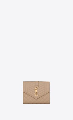 생로랑 여성 반지갑 651028BOW912721 envelope compact tri fold wallet in mix matelasse grain de poudre embossed leather
