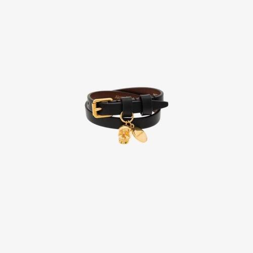 알렉산더맥퀸 여성 팔찌 black&amp;gold tone skull wrap leather bracelet 10923340_630990ASD0O