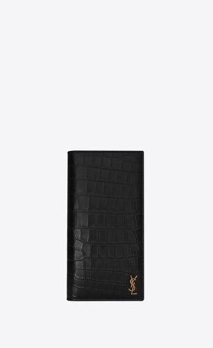 생로랑 남성 지갑 607746DZEDW1000 tiny cassandre continental wallet in crocodile embossed matte leather