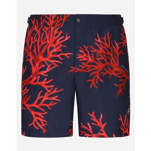 돌체앤가바나 남성 비치웨어 Mid length swim shorts with coral print M4A59THSMBJHB3VK