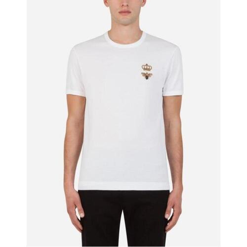돌체앤가바나 남성 티셔츠 맨투맨 Cotton T shirt with embroidery G8JX7ZG7WUQW0800