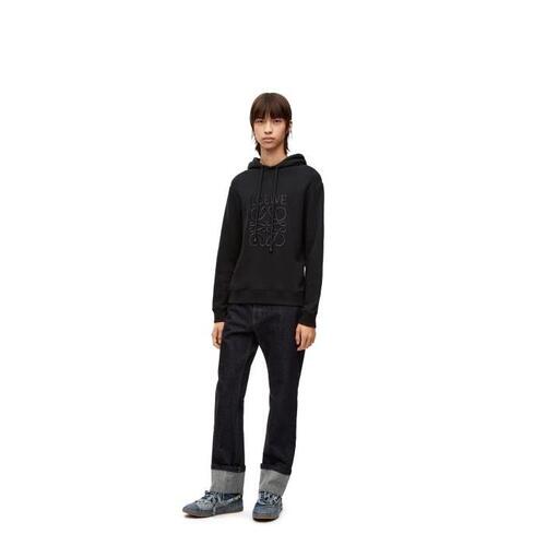 로에베 남성 후드티 후드집업 LOEWE Anagram regular fit hoodie in cotton Black/Black H526Y25X02-1185