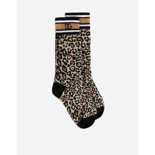 돌체앤가바나 여성 양말 Leopard print cotton jacquard socks I873KWJACLSHYNBM