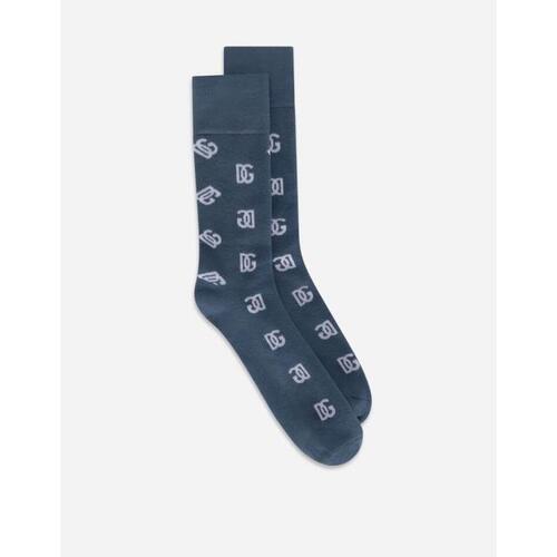 돌체앤가바나 남성 양말 Stretch cotton jacquard socks with DG Monogram GXN25TJACT3S9004