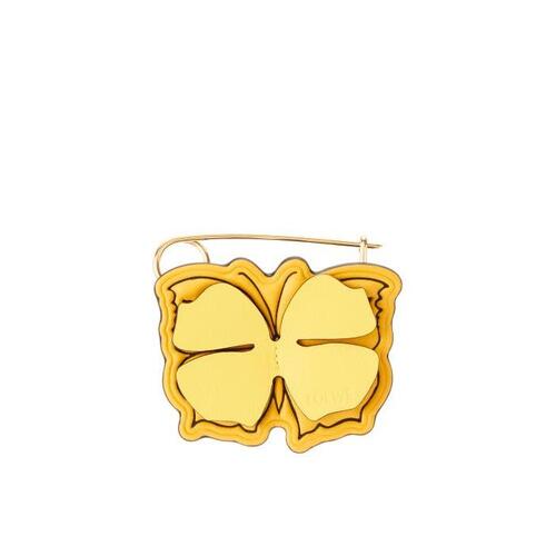 로에베 남성 키링 가죽소품 Butterfly pin charm in calfskin&amp;metal Yellow Mango C623245X01-8255