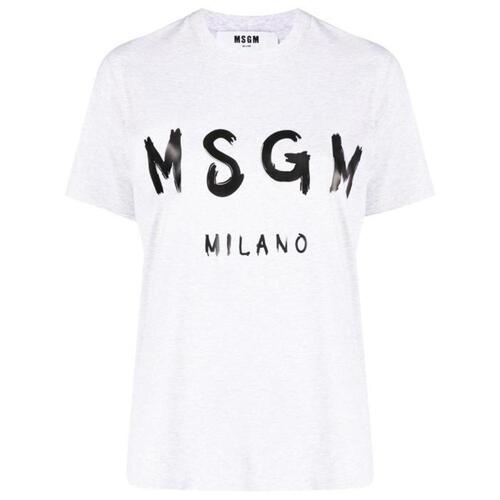 MSGM 여성 블라우스 셔츠 로고 프린트 티셔츠 2000MDM510200005