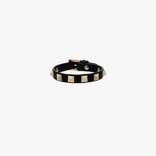 베르사체 여성 팔찌 black Rockstud leather bracelet 15159657_WJ0255VIT