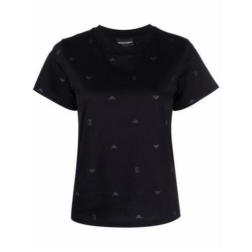 아르마니 여성 블라우스 셔츠 로고 프린트 반소매 티셔츠 3L2T7P2J95Z