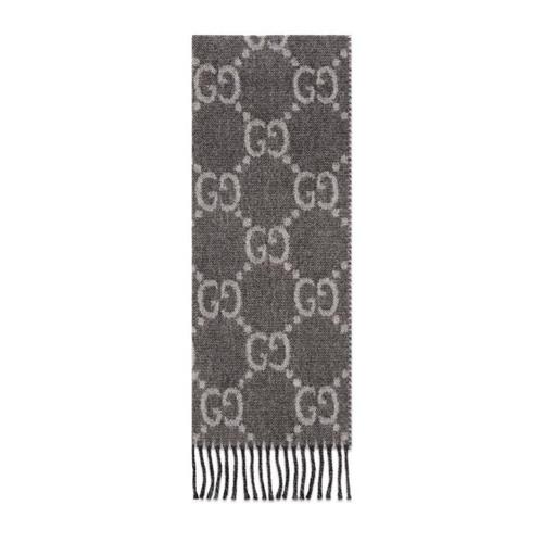 구찌 남성 스카프 숄 676610 4G200 1061 GG jacquard pattern knit scarf with tassels
