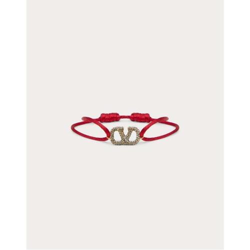 발렌티노 여성 팔찌 VLogo Signature Bracelet in Cotton&amp;Rhinestones ZW2J0F81YAB32W