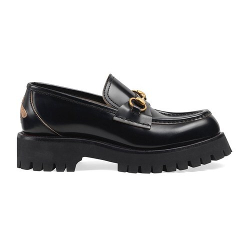 구찌 여성 로퍼 레이스업 Leather lug sole Horsebit loafer 577236DS8001000