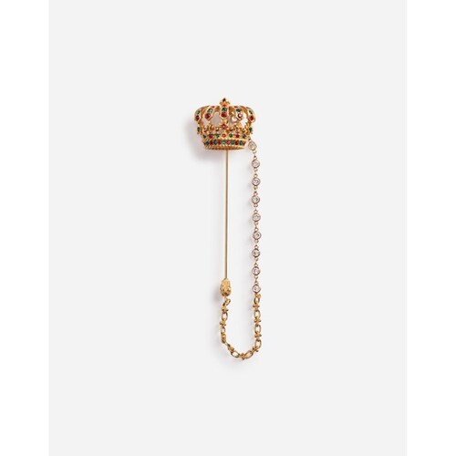 돌체앤가바나 남성 주얼리 Metal brooch with crown and rhinestones WPM1C3W111187579