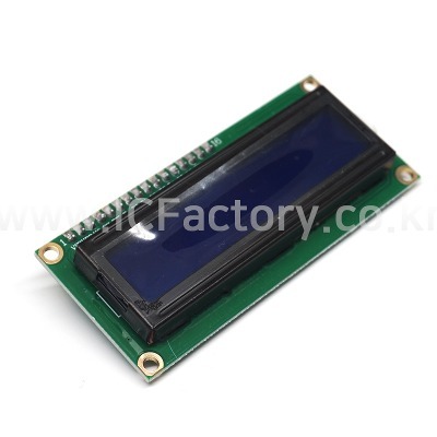 1602 LCD 모듈 블루(파랑)라이트/흰글씨+핀헤더 (ICF1822)