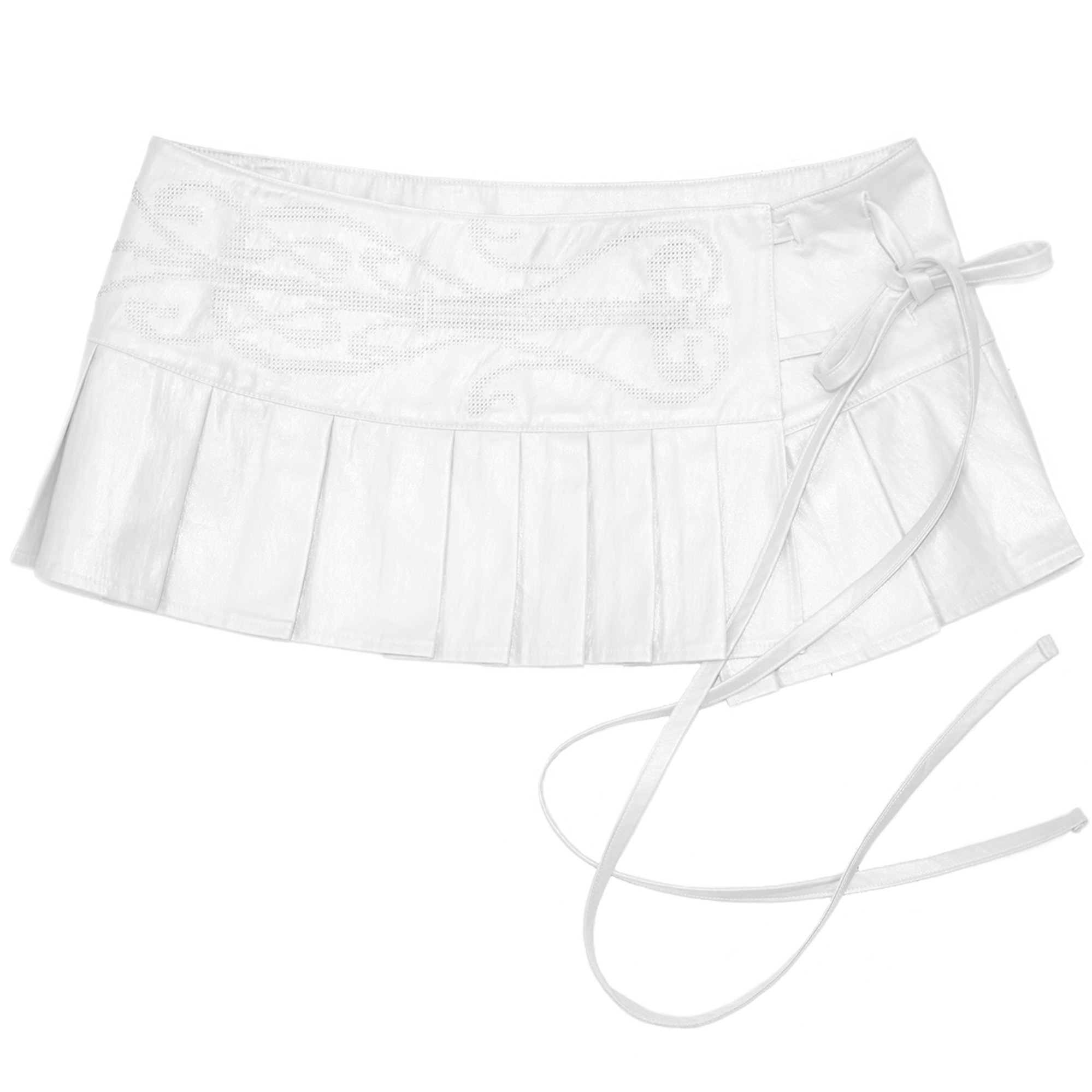 Embroidered pleated skirt (White)