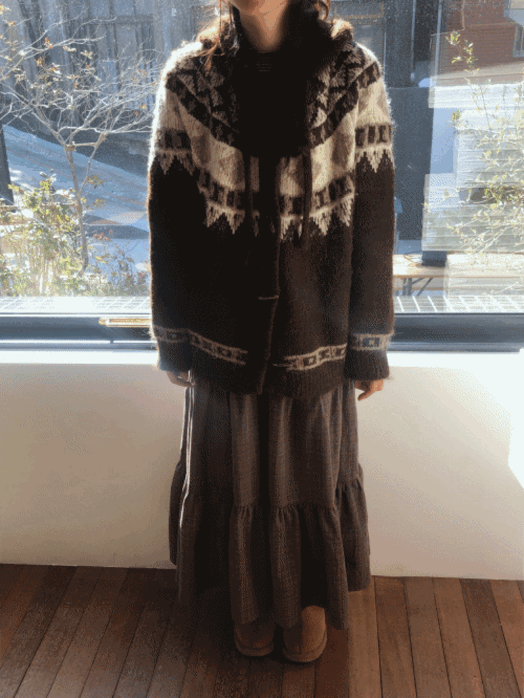 노르딕 후드 집업 (브라운)