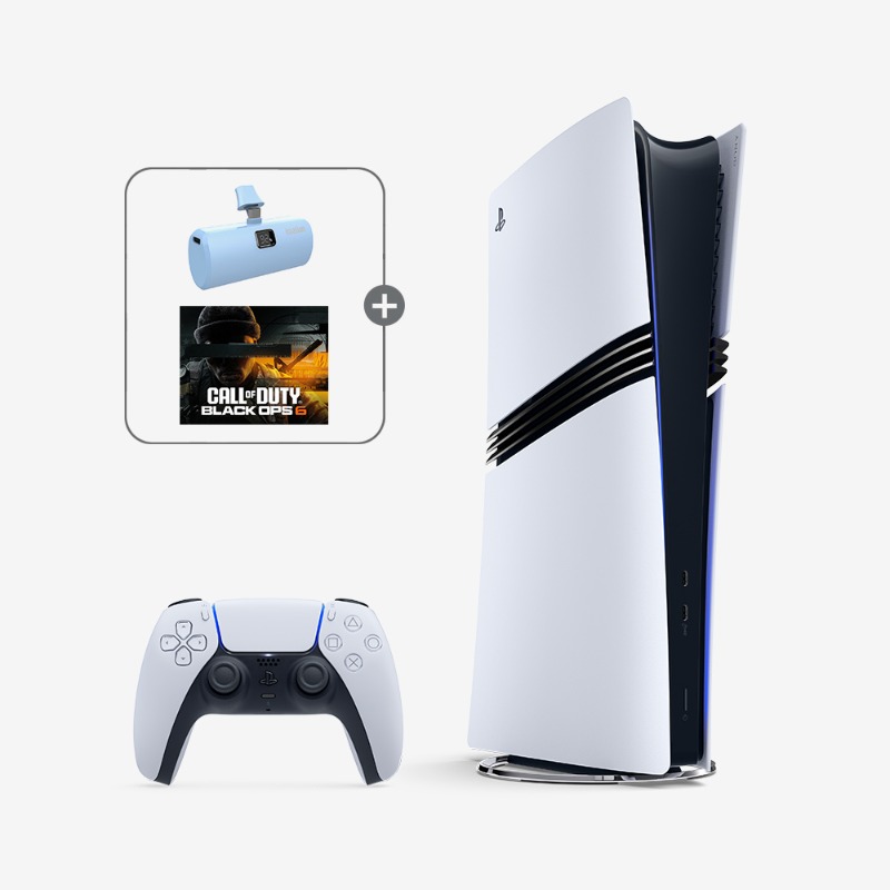 PS5 Pro 콘솔 + 콜 오브 듀티 6 바우처 + 보조 배터리 화이트