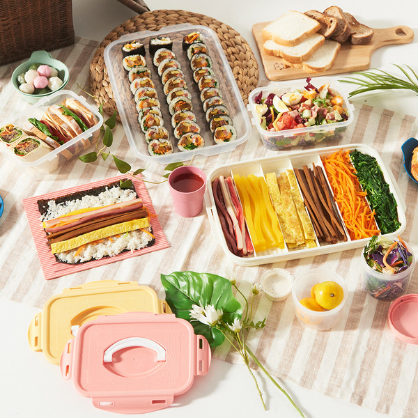 김밥재료보관용기3종 3P + 도시락용기 1.4L 2P 세트