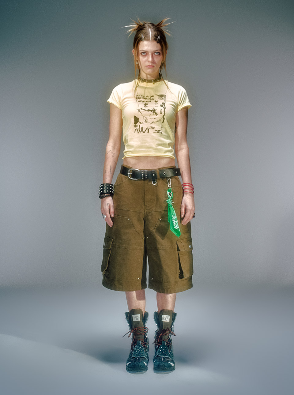 小物 vacant archive dyed bandana keyring DYED BANDANA KEYRING GREEN - vacantarchive