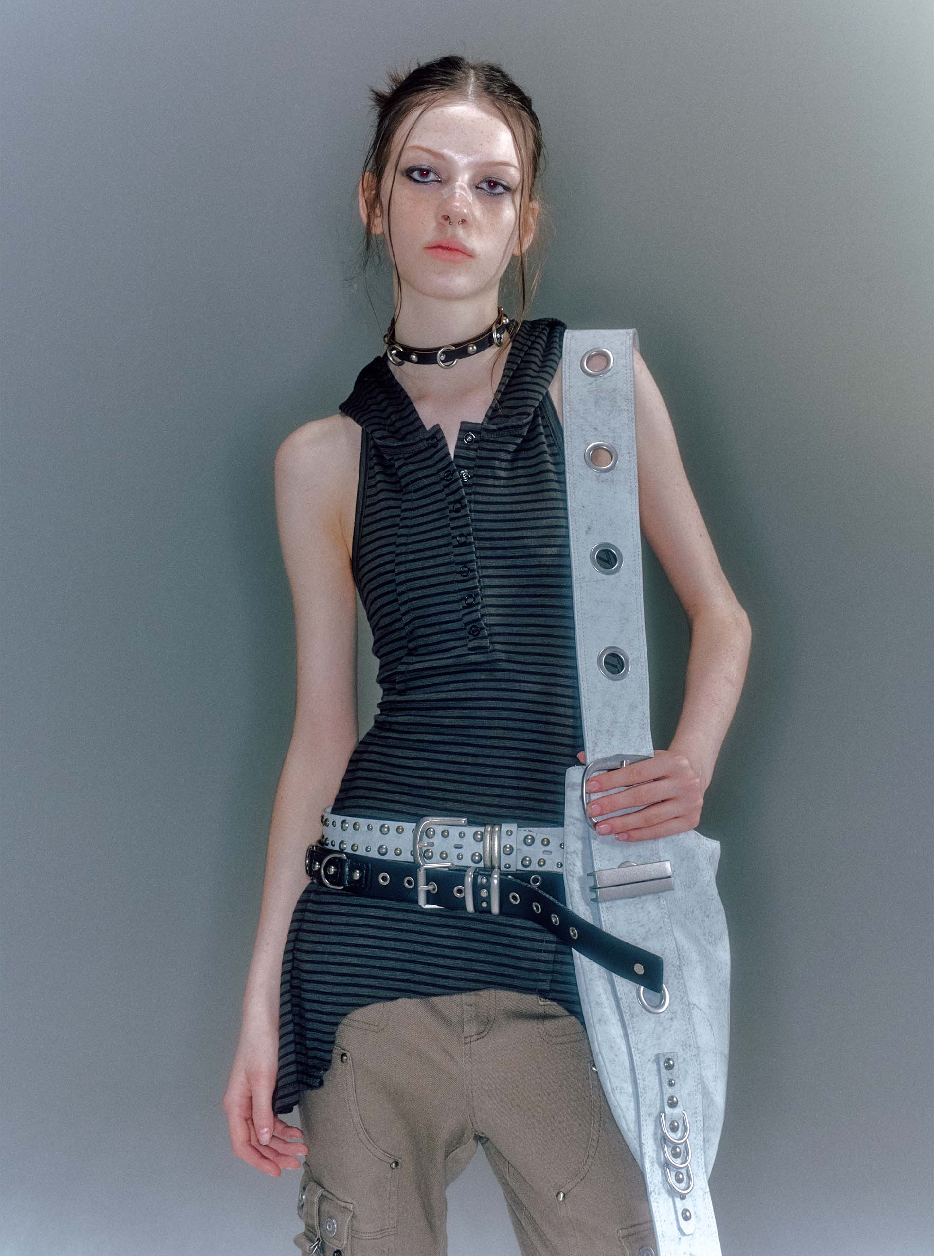 TATE CRACK DOUBLE STUD BELT WHITE - vacantarchive