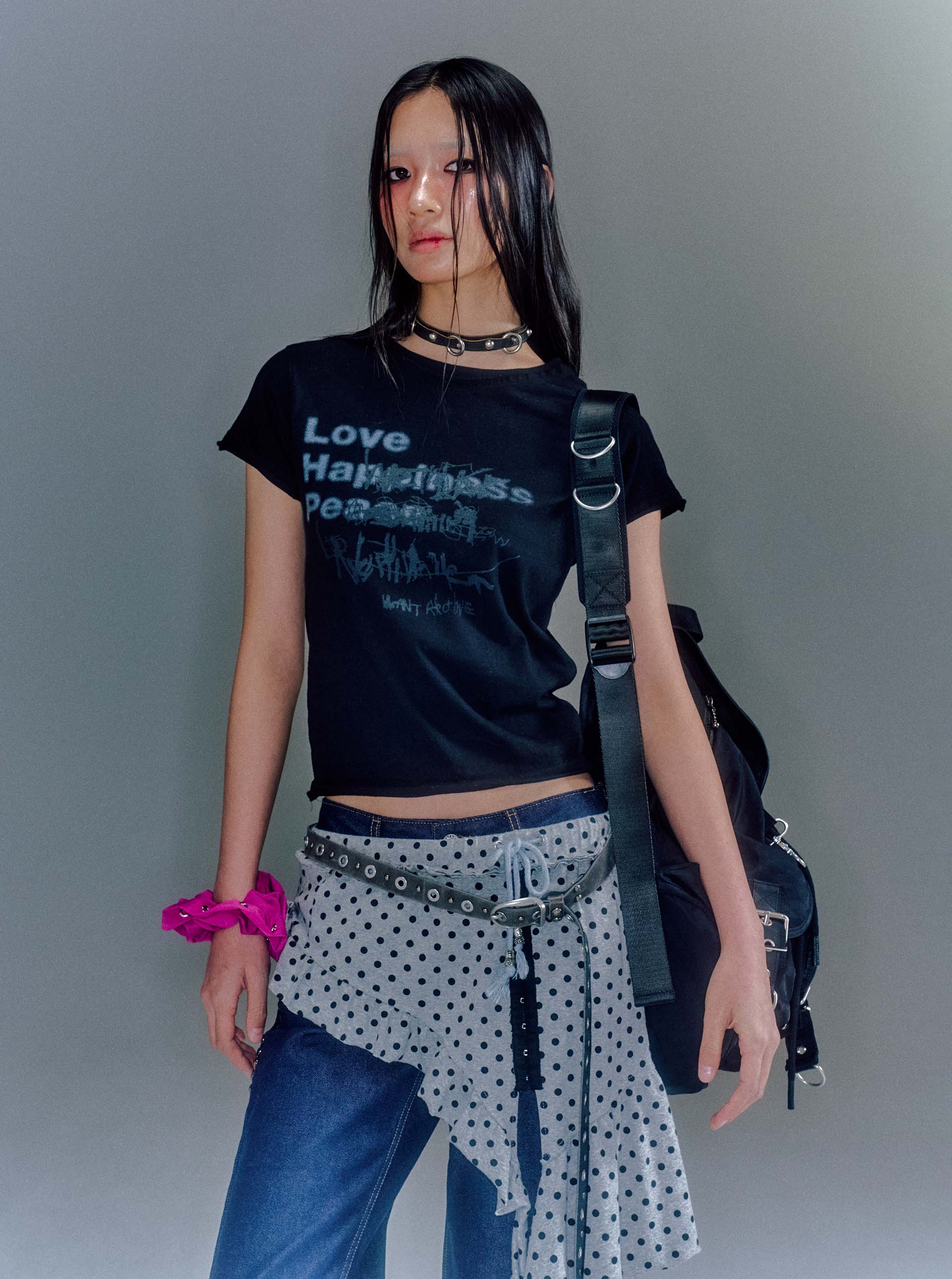 【VACANT ARCHIVE】OVAN DAMEGED STRIPE T-SHIRT WOMEN - WOMEN - vacantarchive