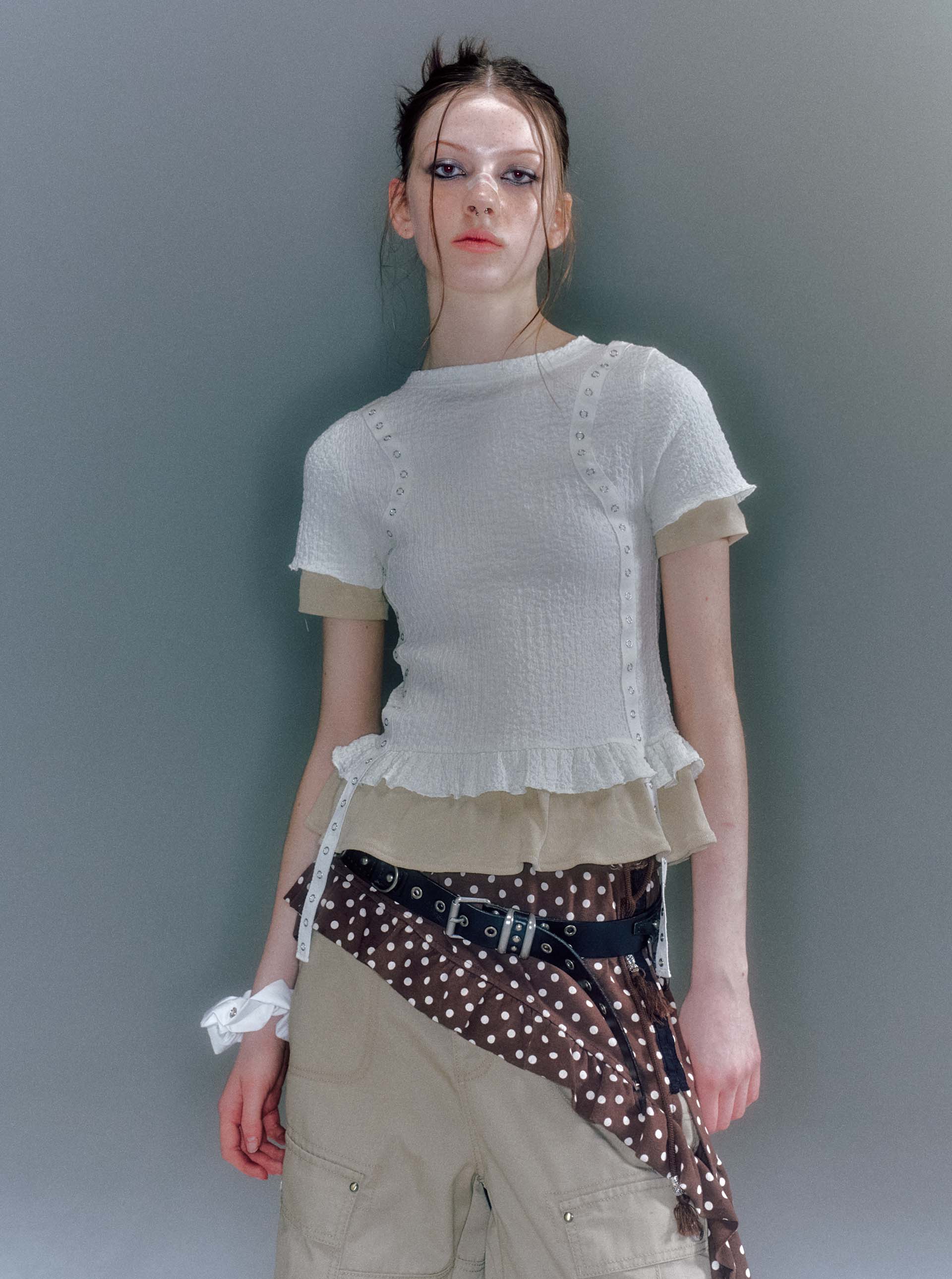 ROMY DOTS LAYERED SKIRT BROWN - vacantarchive ROMY DOTS LAYERED SKIRT BROWN - vacantarchive