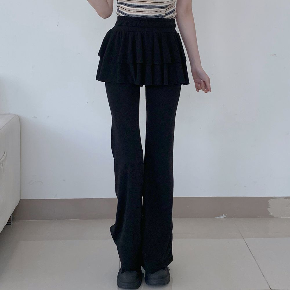 [고퀄🔥] 캉캉 부츠컷팬츠 / 레이어드스커트 레이어드팬츠 와이드팬츠 캉캉치마 캉캉스커트 랩스커트 레이스스커트 트레이닝팬츠 레깅스 리본 프릴 트레이닝바지 치마바지 플리츠 봄치마 상세 이미지 32