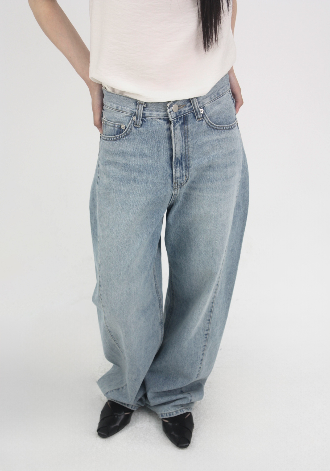wide stitch jeans | OHOTORO