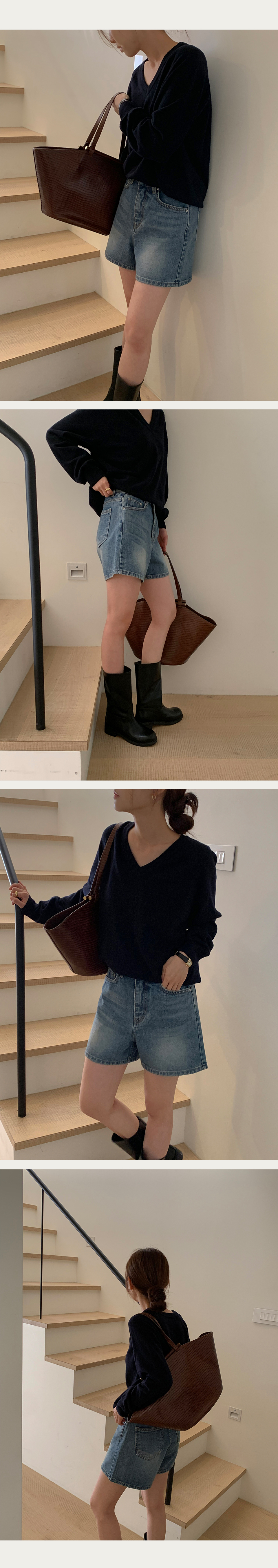 [당일발송/OV.M]  로그 하프 데님 상세 이미지 8