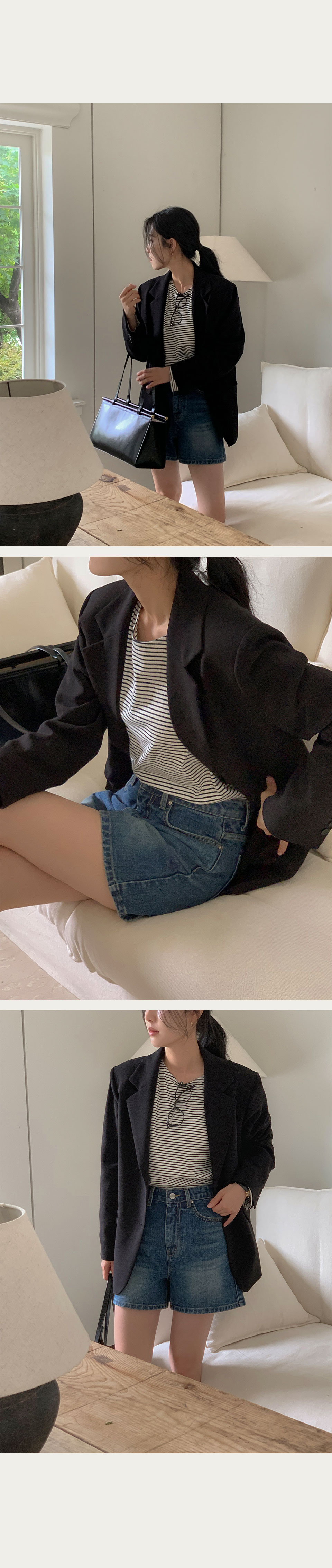 [당일발송/OV.M]  로그 하프 데님 상세 이미지 18