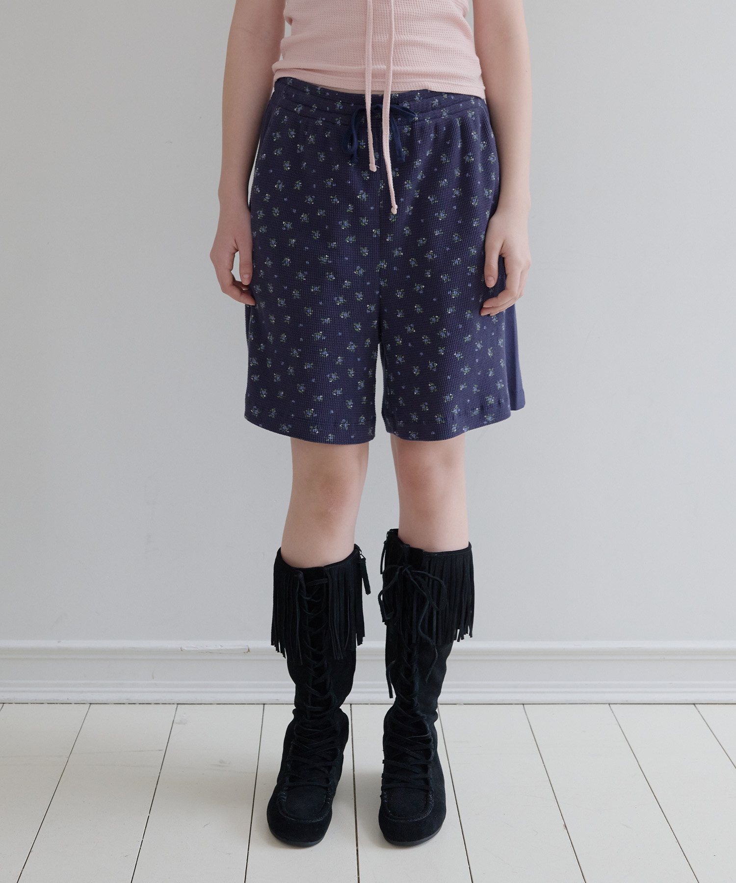 【FUNFROMFUN】Bloom Waffle Shorts ★韓国人気★ 追跡付 펀프롬펀 | Bloom Waffle Shorts - Navy