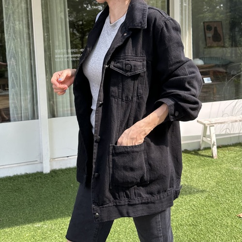 (재진행 소프트한 데님) 리안 블랙 데님 자켓