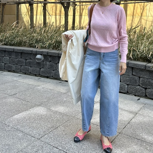 (독특해요 여유사이즈) 볼륨 연청 데님(3사이즈)