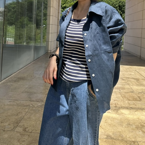 (네이비당일)라헬 린넨100 셔츠