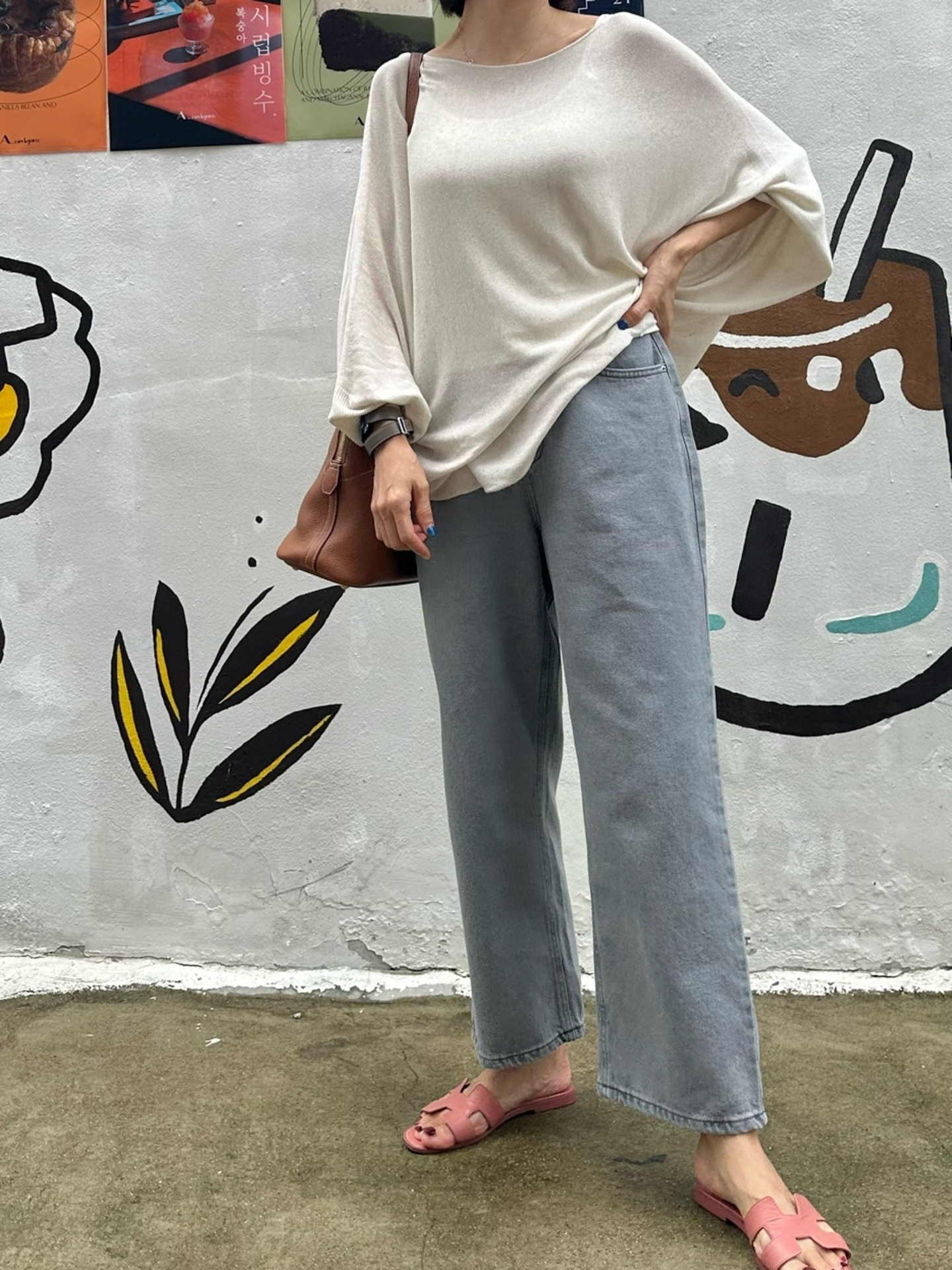 (당일 일자핏) 노크 그레이 데님(뒷밴딩 3사이즈)