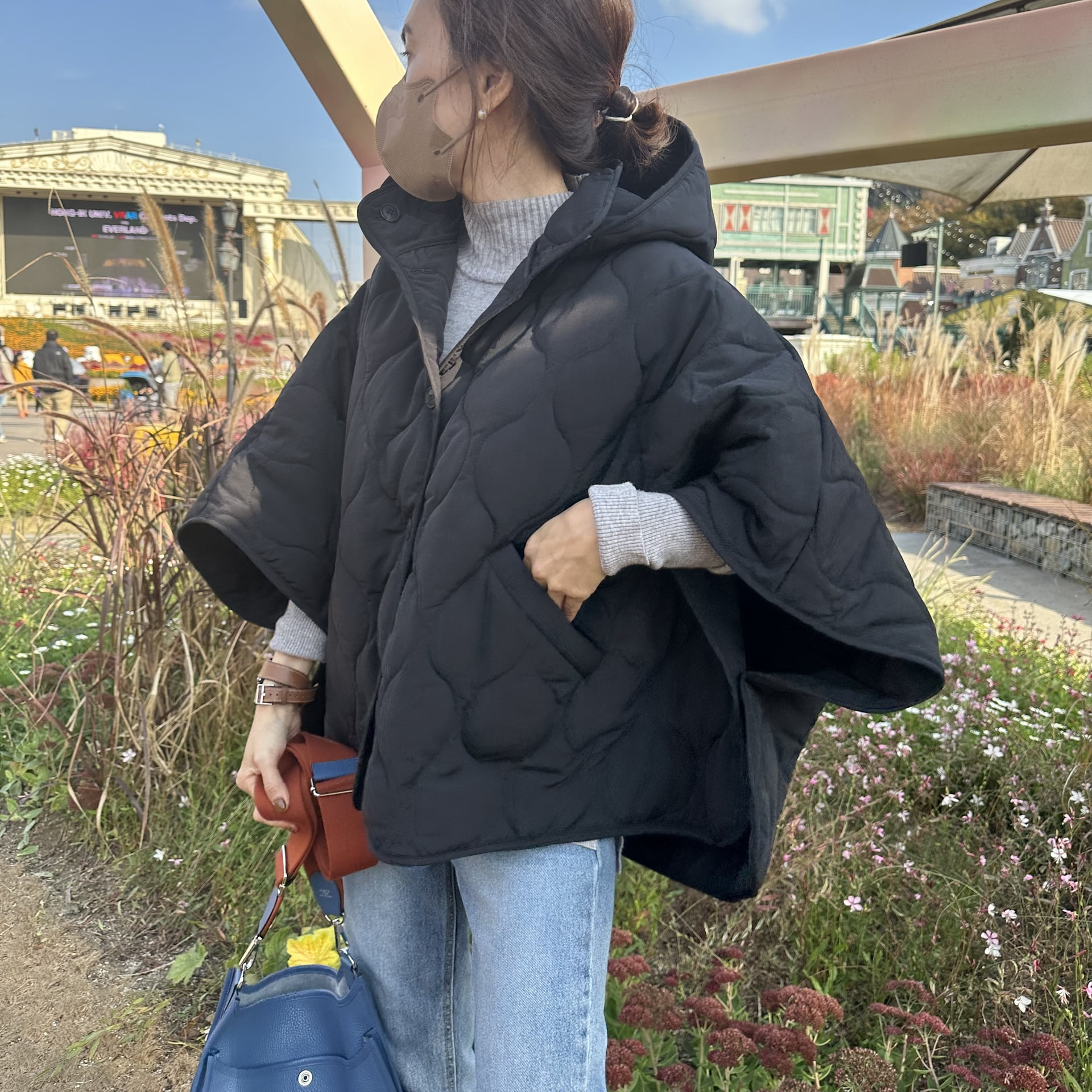 (재진행 추천드려요) 퀼팅 후드 패딩 케이프