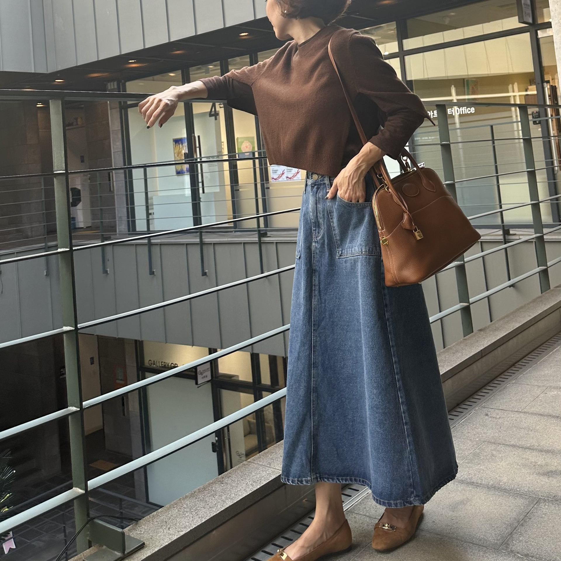 기모 에이 진청 롱스커트(뒷밴딩,3사이즈)