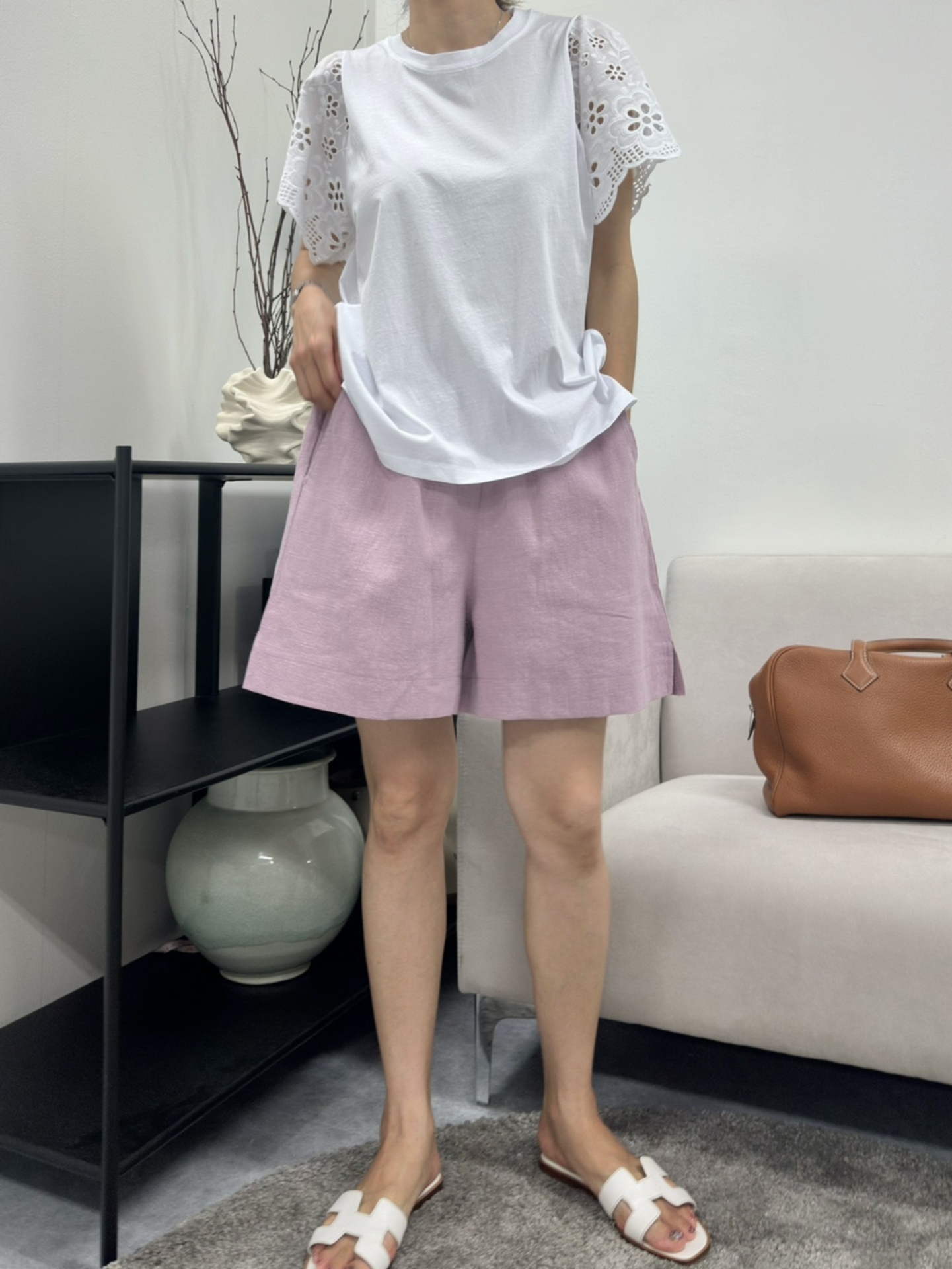 라에 린넨 밴딩 반바지
