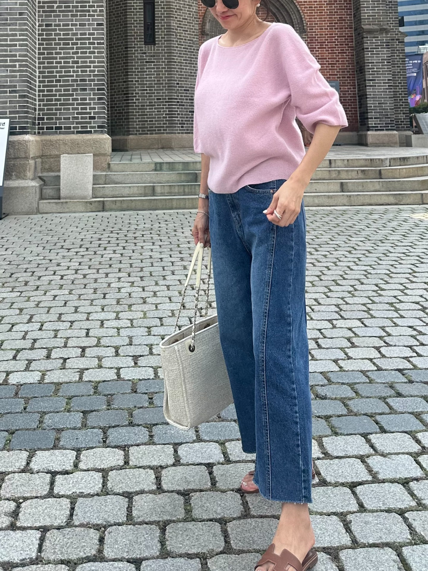 큐즈 컷팅 진청 데님