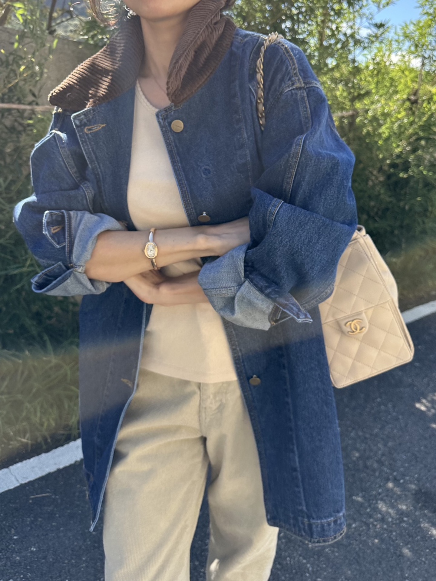 (추천)카라 데님 하프자켓
