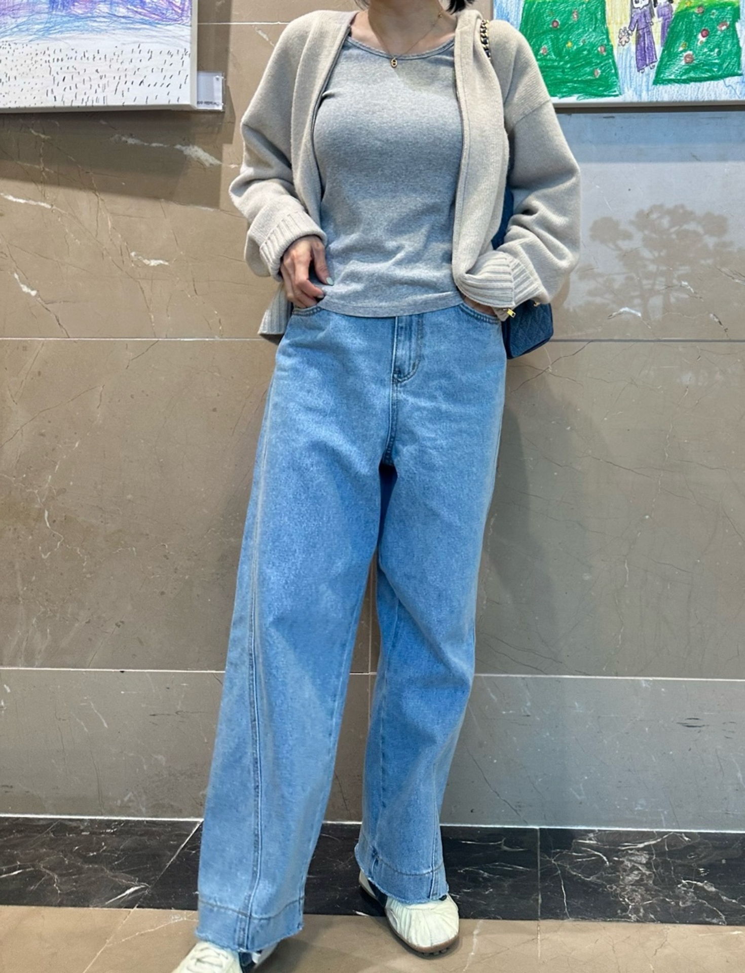 케일스 절개 컷팅 연청 데님