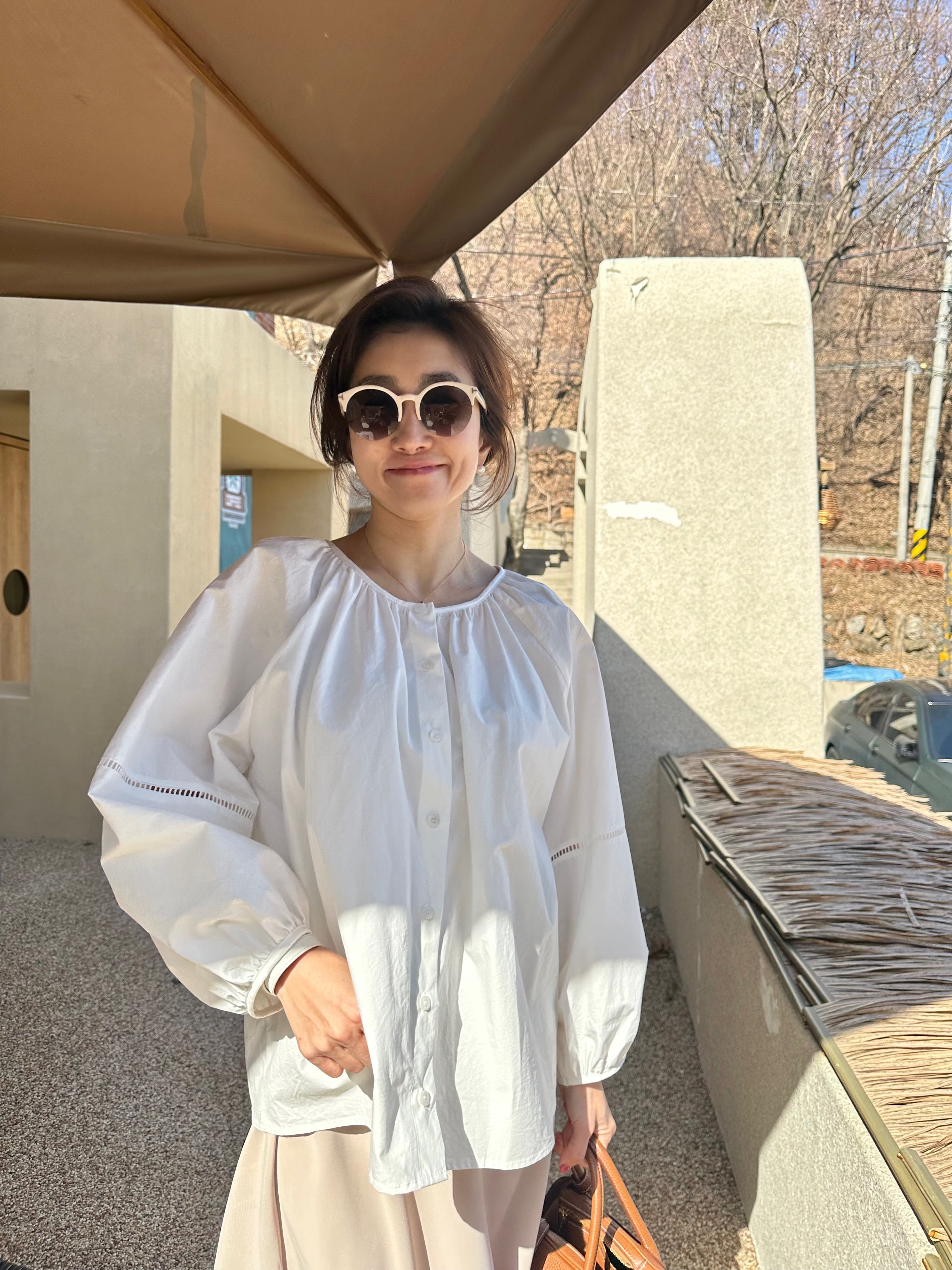 (예쁜루즈핏) 피엘 투웨이 블라우스(블랙 아이보리)