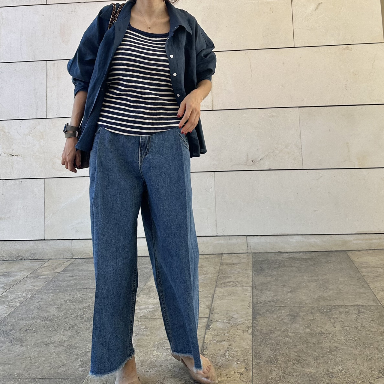 (네이비당일)라헬 린넨100 셔츠