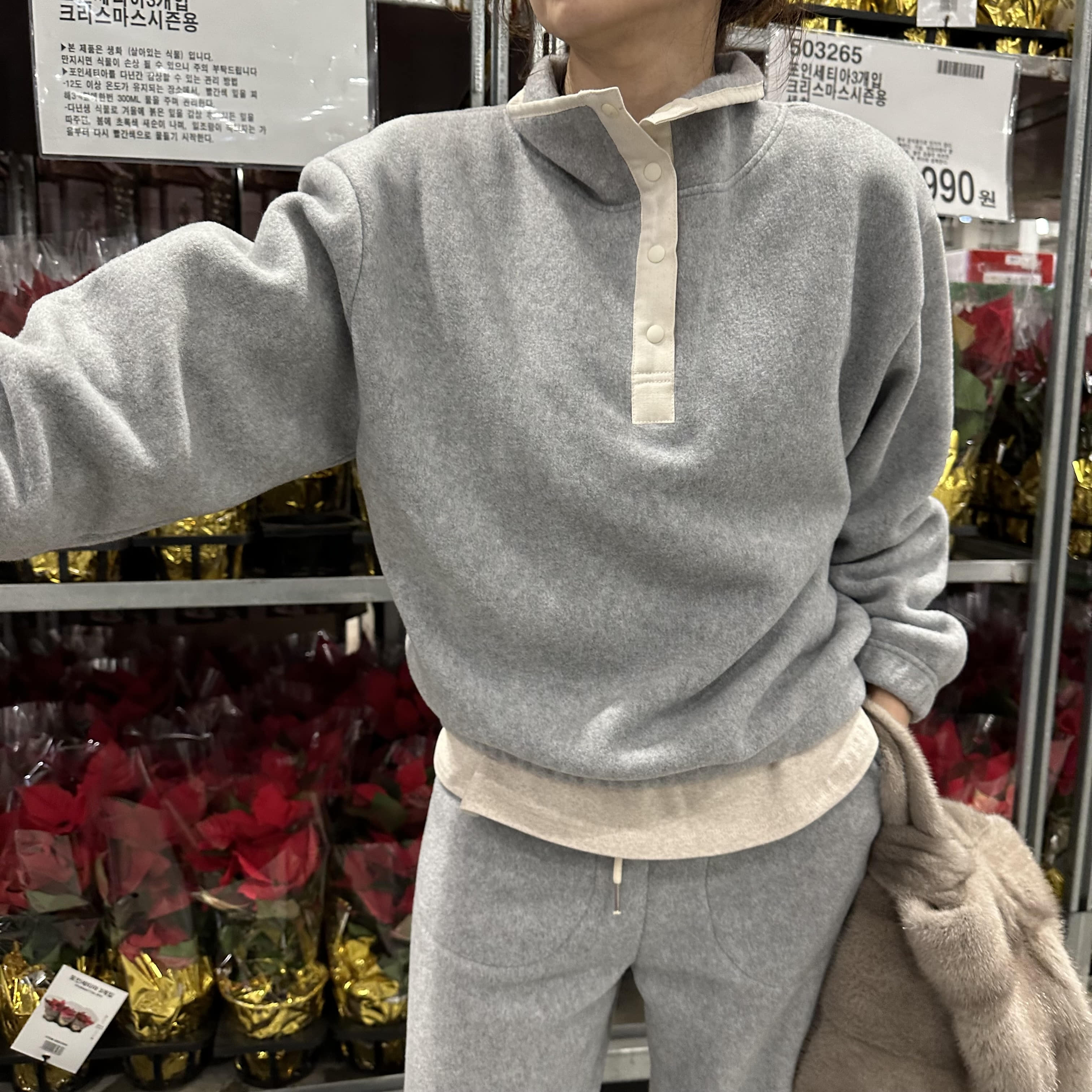(재진행) 배색하이넥 후리스세트 (여유일자팬츠)