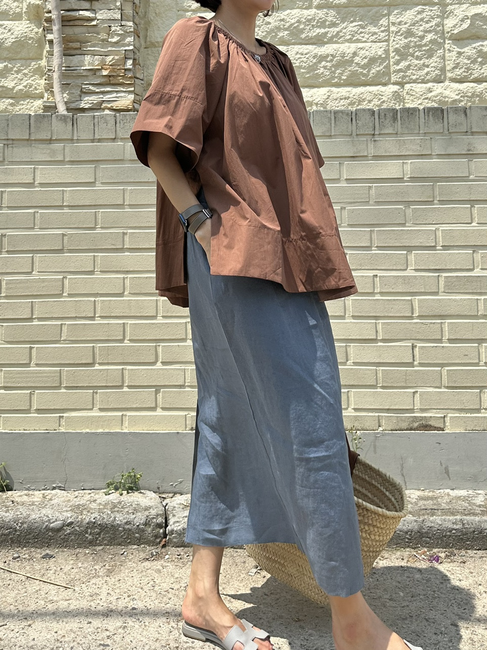 (예뻐요 당일) 올풀 넥밴딩 슬릿 블라우스(4컬러)