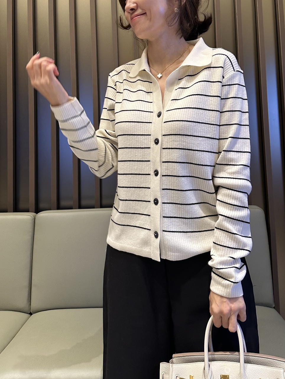 리볼 카라 골지가디건(2컬러)