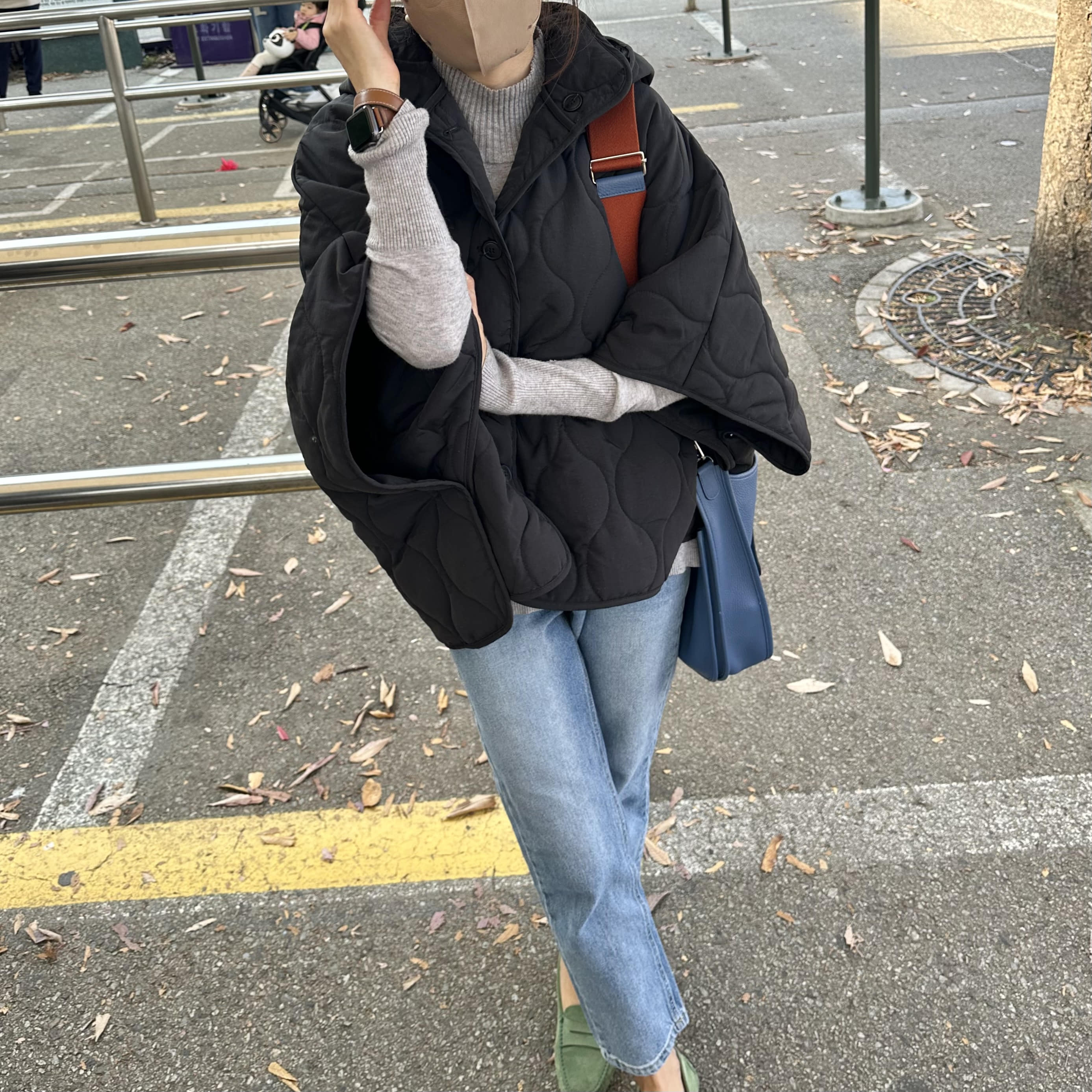 (재진행 추천드려요) 퀼팅 후드 패딩 케이프