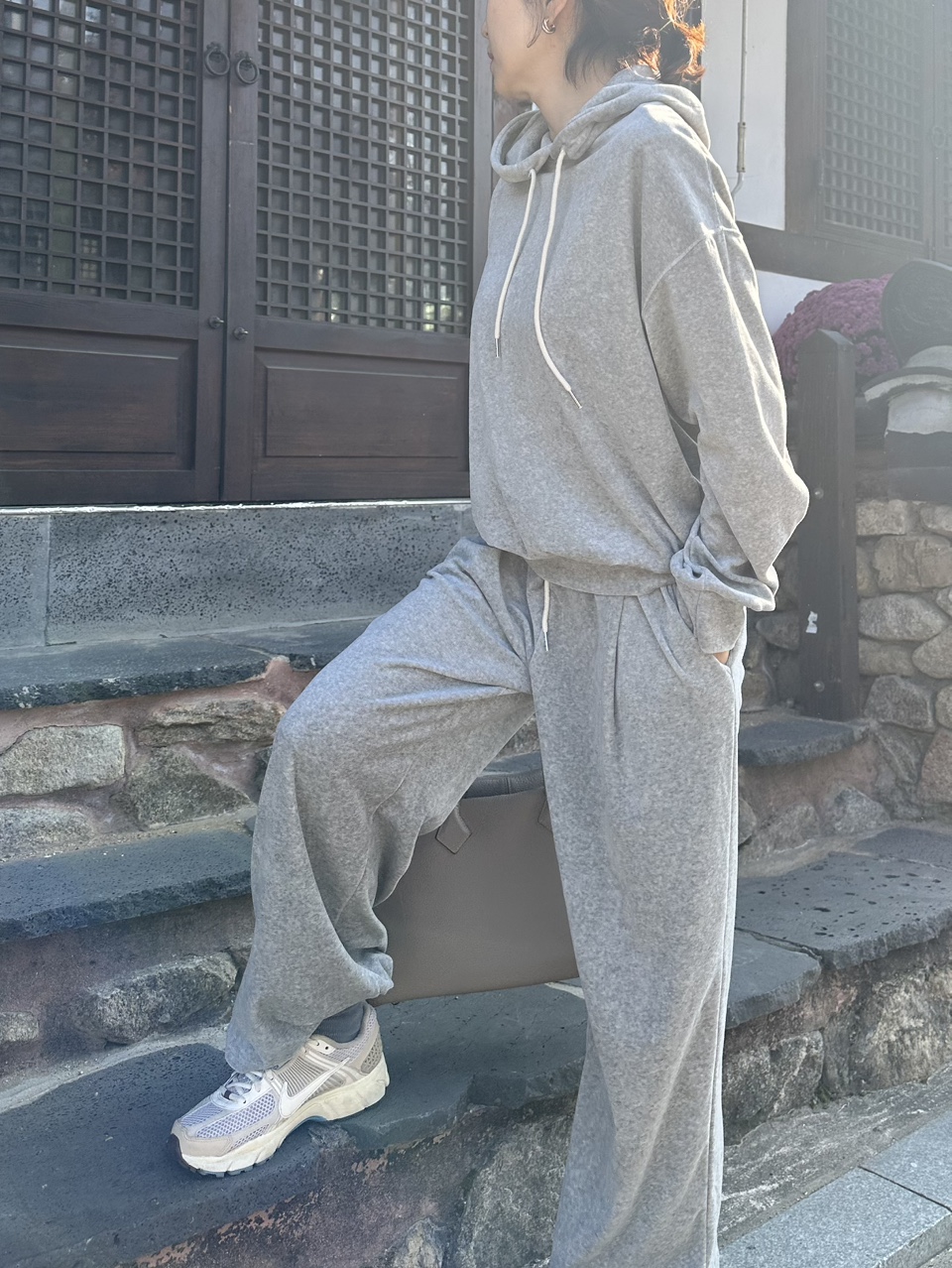 벨로아 핀턱 밴딩팬츠