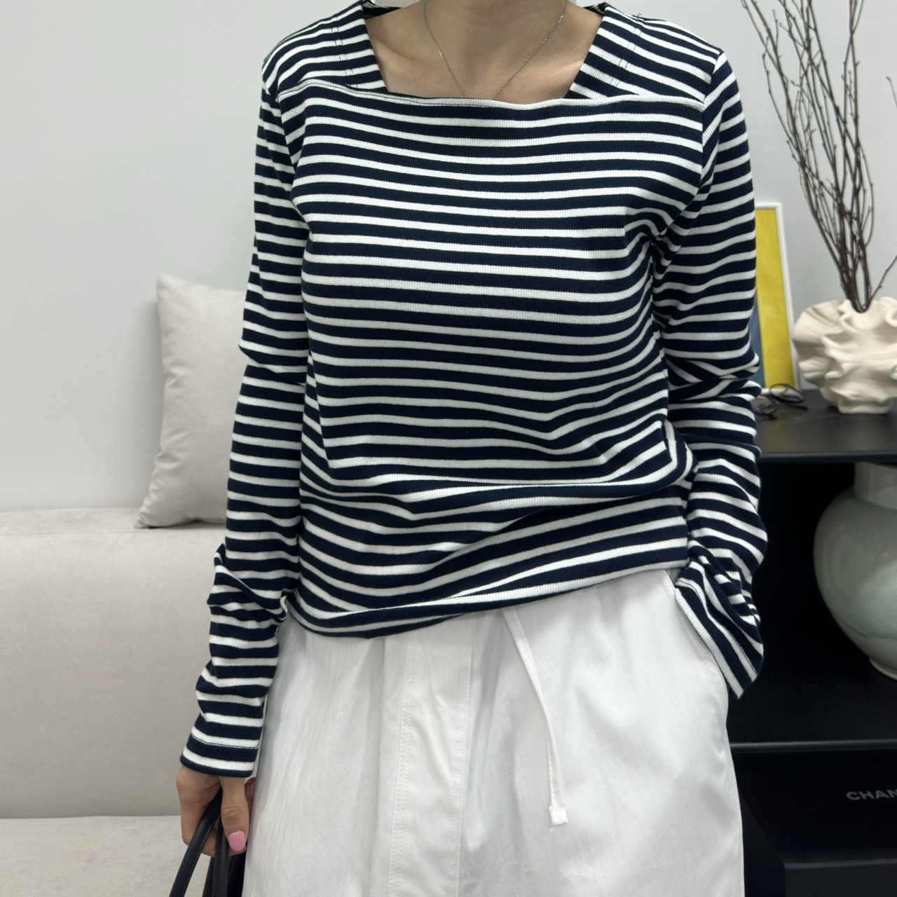 스퀘어 스트라이프 티셔츠